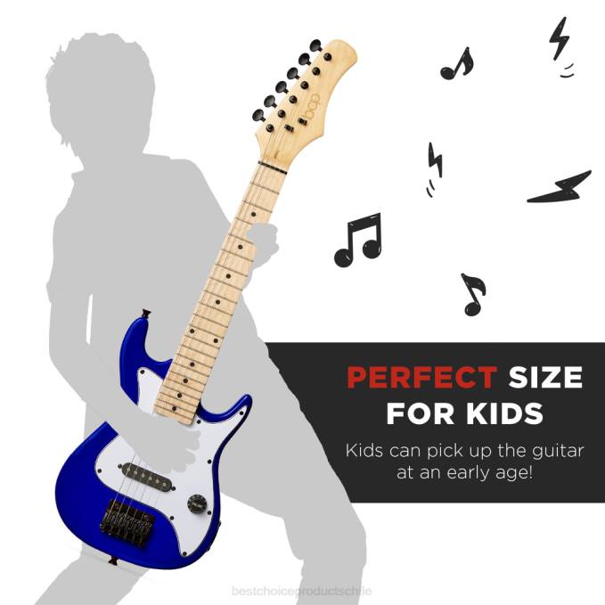 instrumentos musicales | Best Choice Products Kit de iniciación para principiantes de guitarra eléctrica para niños con amplificador de 5w azúl metálico08BN1089