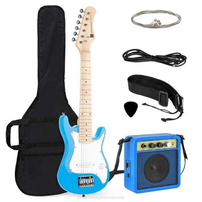 instrumentos musicales | Best Choice Products Kit de iniciación para principiantes de guitarra eléctrica para niños con amplificador de 5w azul claro08BN1082