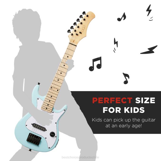 instrumentos musicales | Best Choice Products Kit de iniciación para principiantes de guitarra eléctrica para niños con amplificador de 5w azul pálido08BN1088