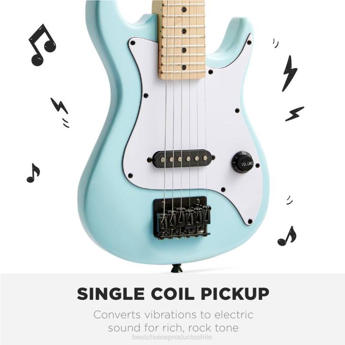 instrumentos musicales | Best Choice Products Kit de iniciación para principiantes de guitarra eléctrica para niños con amplificador de 5w azul pálido08BN1088