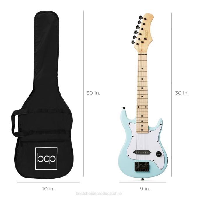 instrumentos musicales | Best Choice Products Kit de iniciación para principiantes de guitarra eléctrica para niños con amplificador de 5w azul pálido08BN1088