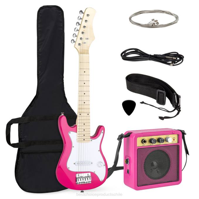 instrumentos musicales | Best Choice Products Kit de iniciación para principiantes de guitarra eléctrica para niños con amplificador de 5w blanco/rosa08BN1084