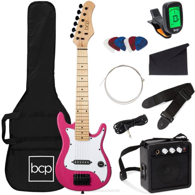 instrumentos musicales | Best Choice Products Kit de iniciación para principiantes de guitarra eléctrica para niños con amplificador de 5w brillo rosa08BN1087