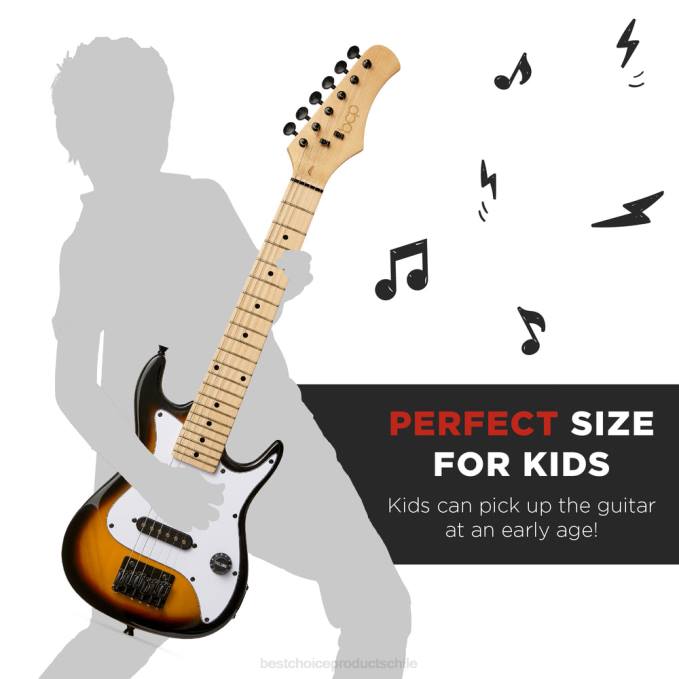 instrumentos musicales | Best Choice Products Kit de iniciación para principiantes de guitarra eléctrica para niños con amplificador de 5w resplandor solar08BN1085