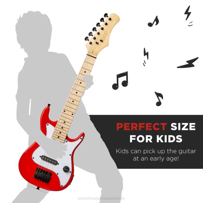 instrumentos musicales | Best Choice Products Kit de iniciación para principiantes de guitarra eléctrica para niños con amplificador de 5w rojo metalizado08BN1086