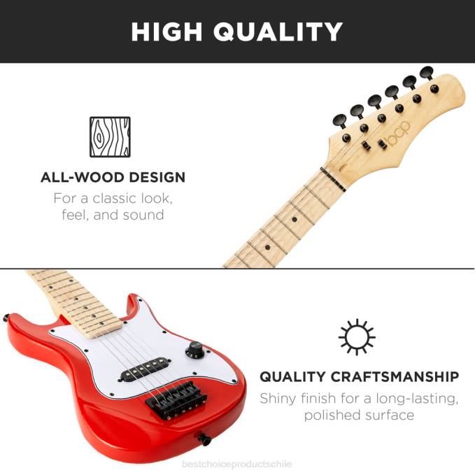 instrumentos musicales | Best Choice Products Kit de iniciación para principiantes de guitarra eléctrica para niños con amplificador de 5w rojo metalizado08BN1086