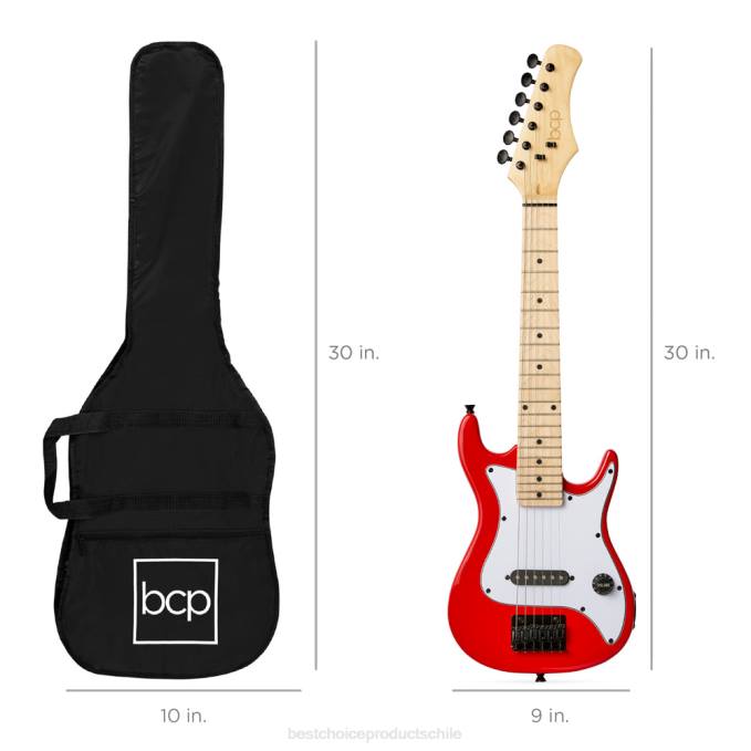 instrumentos musicales | Best Choice Products Kit de iniciación para principiantes de guitarra eléctrica para niños con amplificador de 5w rojo metalizado08BN1086