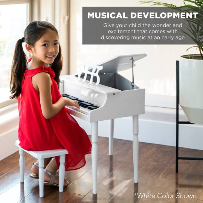 instrumentos musicales | Best Choice Products Mini piano de cola de madera para niños con tapa, banco, atril, cancionero y pegatinas azul claro08BN1126