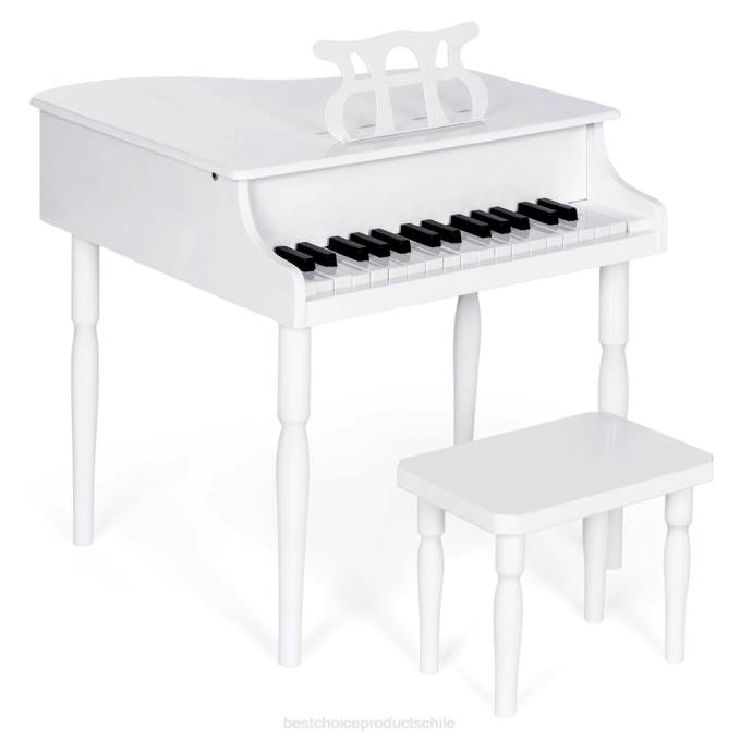 instrumentos musicales | Best Choice Products Mini piano de cola de madera para niños con tapa, banco, atril, cancionero y pegatinas blanco08BN1124