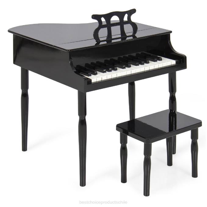 instrumentos musicales | Best Choice Products Mini piano de cola de madera para niños con tapa, banco, atril, cancionero y pegatinas negro08BN1123