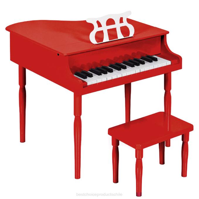 instrumentos musicales | Best Choice Products Mini piano de cola de madera para niños con tapa, banco, atril, cancionero y pegatinas rojo08BN1128