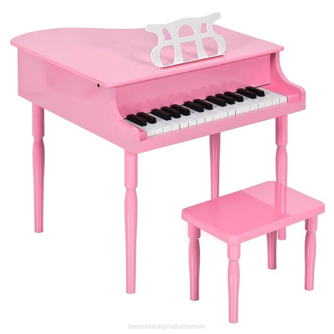 instrumentos musicales | Best Choice Products Mini piano de cola de madera para niños con tapa, banco, atril, cancionero y pegatinas rosa08BN1122