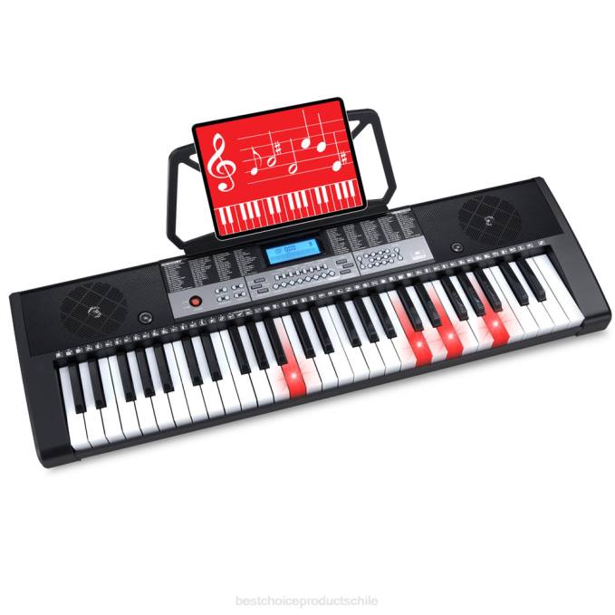instrumentos musicales | Best Choice Products Juego de piano con teclado electrónico para principiantes de 54 teclas con teclas iluminadas, pantalla LCD negro08BN1138
