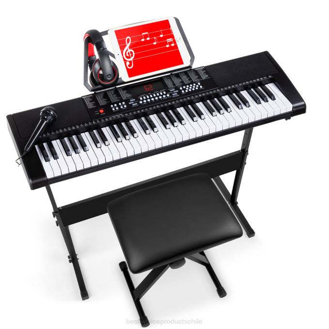 instrumentos musicales | Best Choice Products Juego de piano con teclado electrónico para principiantes de 61 teclas con 3 modos y micrófono negro08BN1062