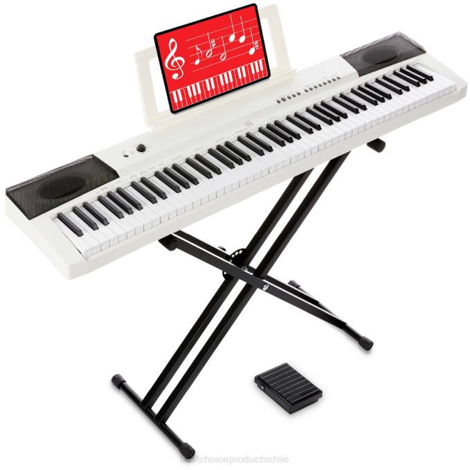 instrumentos musicales | Best Choice Products Juego de piano digital de 88 teclas con teclas semicontrapesadas, soporte y pedal de sostenido blanco08BN1130