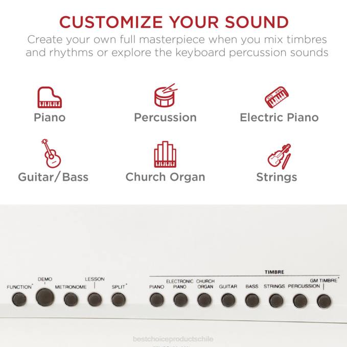 instrumentos musicales | Best Choice Products Juego de piano digital de 88 teclas con teclas semicontrapesadas, soporte y pedal de sostenido blanco08BN1130