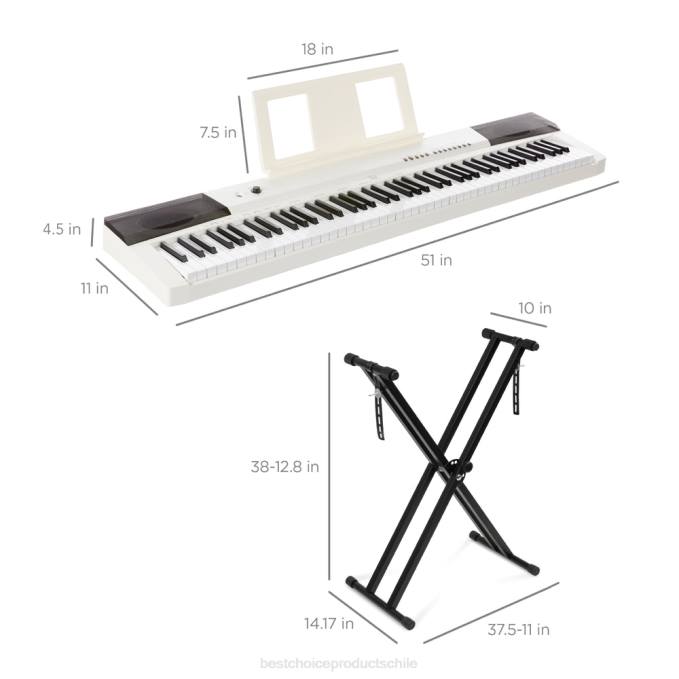 instrumentos musicales | Best Choice Products Juego de piano digital de 88 teclas con teclas semicontrapesadas, soporte y pedal de sostenido blanco08BN1130