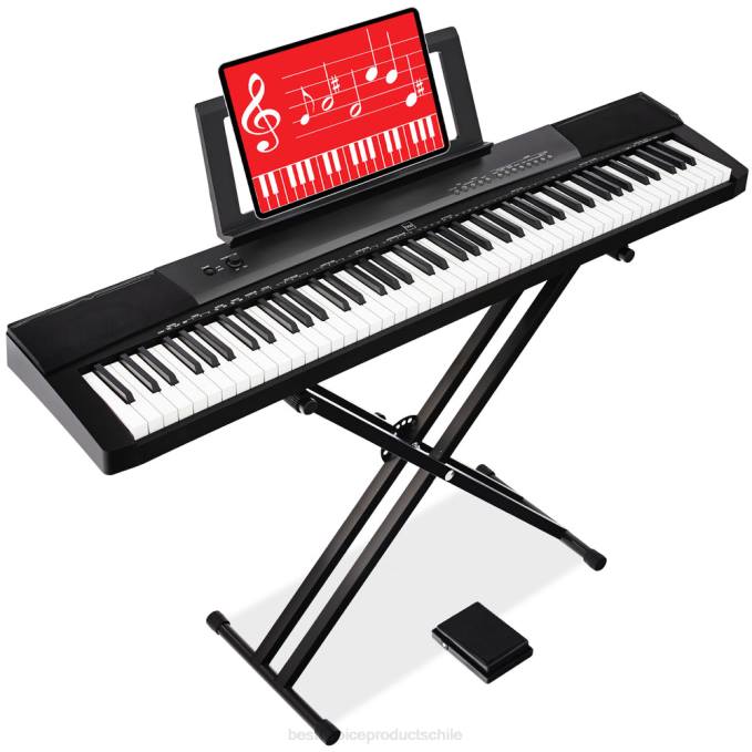 instrumentos musicales | Best Choice Products Juego de piano digital de 88 teclas con teclas semicontrapesadas, soporte y pedal de sostenido negro08BN1129