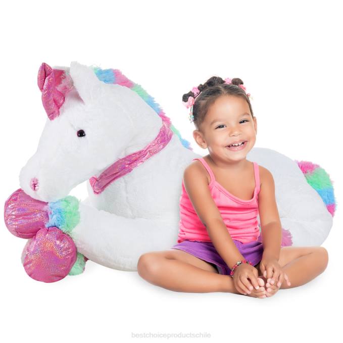 juguete y juego | Best Choice Products Peluche de unicornio arcoíris extragrande de tamaño natural para niños con pelo suave blanco08BN289