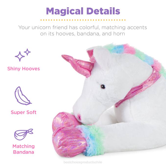 juguete y juego | Best Choice Products Peluche de unicornio arcoíris extragrande de tamaño natural para niños con pelo suave blanco08BN289