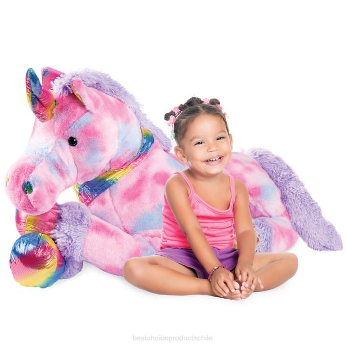 juguete y juego | Best Choice Products Peluche de unicornio arcoíris extragrande de tamaño natural para niños con pelo suave teñido anudado08BN288