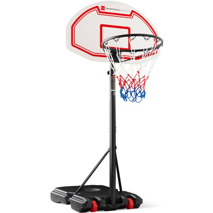 juguete y juego | Best Choice Products Aro de baloncesto de altura ajustable para niños, sistema de tablero portátil con ruedas tablero blanco08BN319