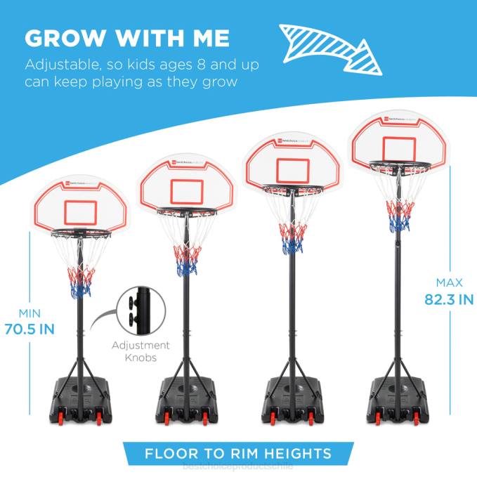 juguete y juego | Best Choice Products Aro de baloncesto de altura ajustable para niños, sistema de tablero portátil con ruedas tablero blanco08BN319