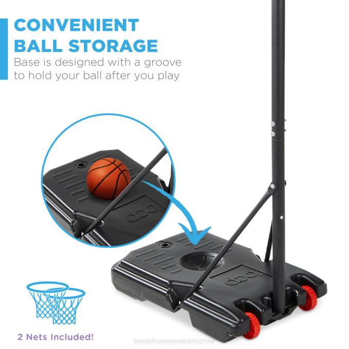 juguete y juego | Best Choice Products Aro de baloncesto de altura ajustable para niños, sistema de tablero portátil con ruedas tablero blanco08BN319