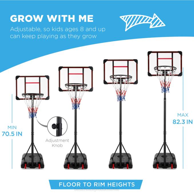 juguete y juego | Best Choice Products Aro de baloncesto de altura ajustable para niños, sistema de tablero portátil con ruedas tablero claro08BN320