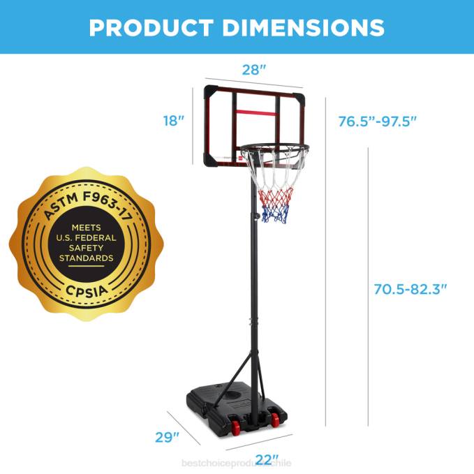 juguete y juego | Best Choice Products Aro de baloncesto de altura ajustable para niños, sistema de tablero portátil con ruedas tablero claro08BN320