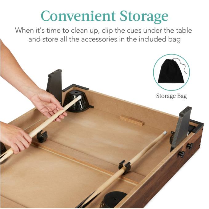 juguete y juego | Best Choice Products Juego de billar de mesa, mesa de juegos arcade de billar con 2 tacos, bolsa de almacenamiento madera oscura08BN1003