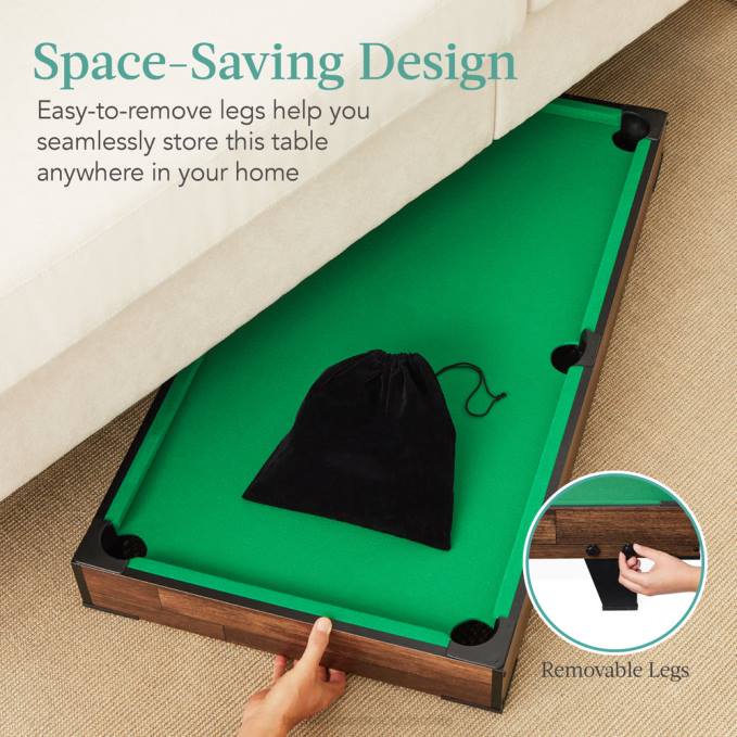 juguete y juego | Best Choice Products Juego de billar de mesa, mesa de juegos arcade de billar con 2 tacos, bolsa de almacenamiento madera oscura08BN1003