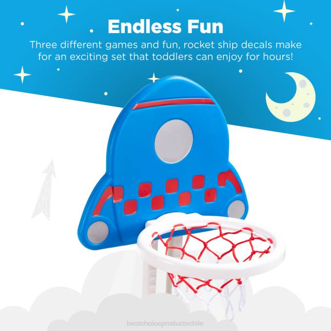 juguete y juego | Best Choice Products Juego de centro de actividades deportivas con aro de baloncesto para niños pequeños 3 en 1 azul con lanzamiento de anillo08BN479