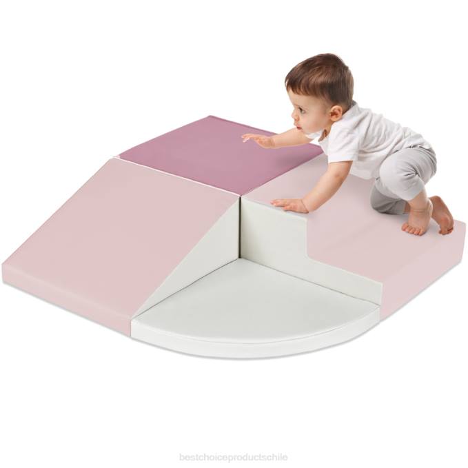 juguete y juego | Best Choice Products Juego de estructura de formas de espuma suave para niños de 4 piezas para escalar y gatear rosa08BN569