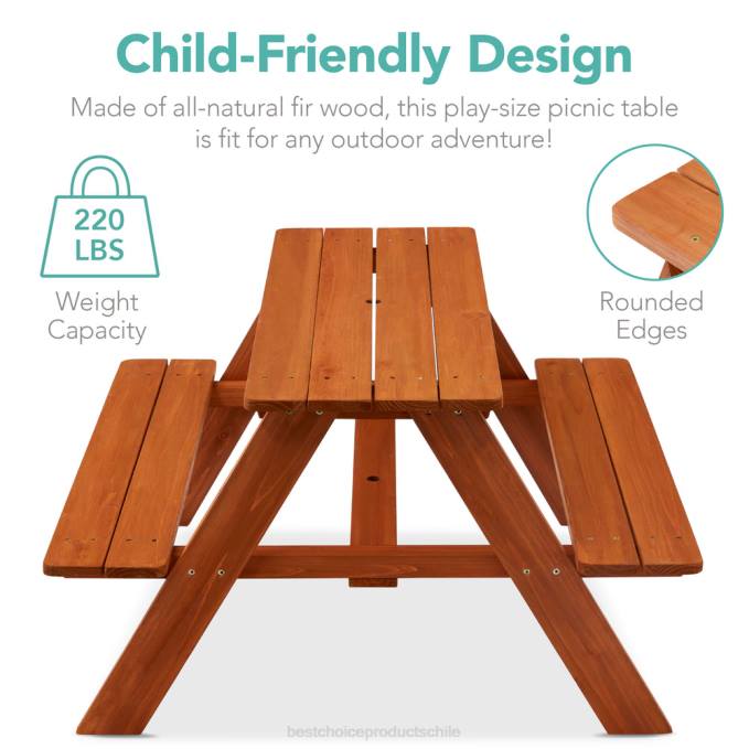 juguete y juego | Best Choice Products Mesa de picnic de madera para niños al aire libre con sombrilla ajustable y asientos incorporados agua08BN1013