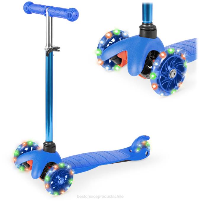 juguete y juego | Best Choice Products Mini patinete de juguete para niños con ruedas iluminadas de colores y barra en T ajustable azul08BN302