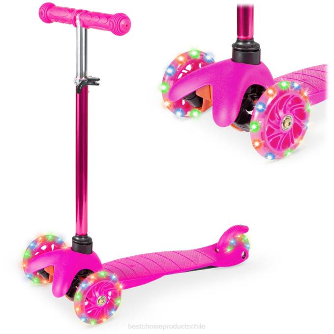 juguete y juego | Best Choice Products Mini patinete de juguete para niños con ruedas iluminadas de colores y barra en T ajustable rosa08BN304