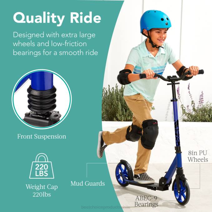 juguete y juego | Best Choice Products Patinete de altura ajustable para niños con correa de transporte y plataforma antideslizante azul08BN477
