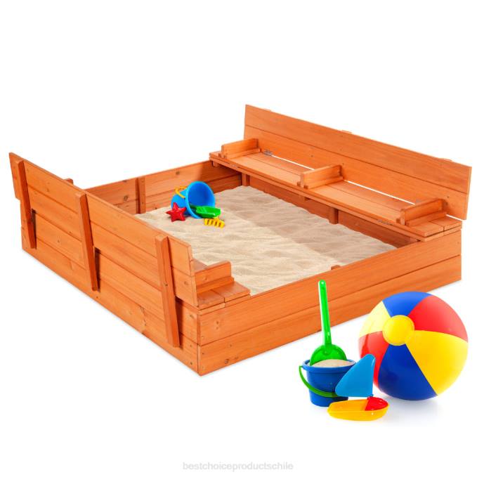 juguete y juego | Best Choice Products arenero de cedro para niños con pantalla de arena, 2 bancos marrón08BN516