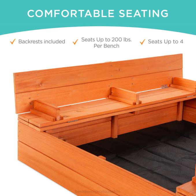 juguete y juego | Best Choice Products arenero de cedro para niños con pantalla de arena, 2 bancos marrón08BN516