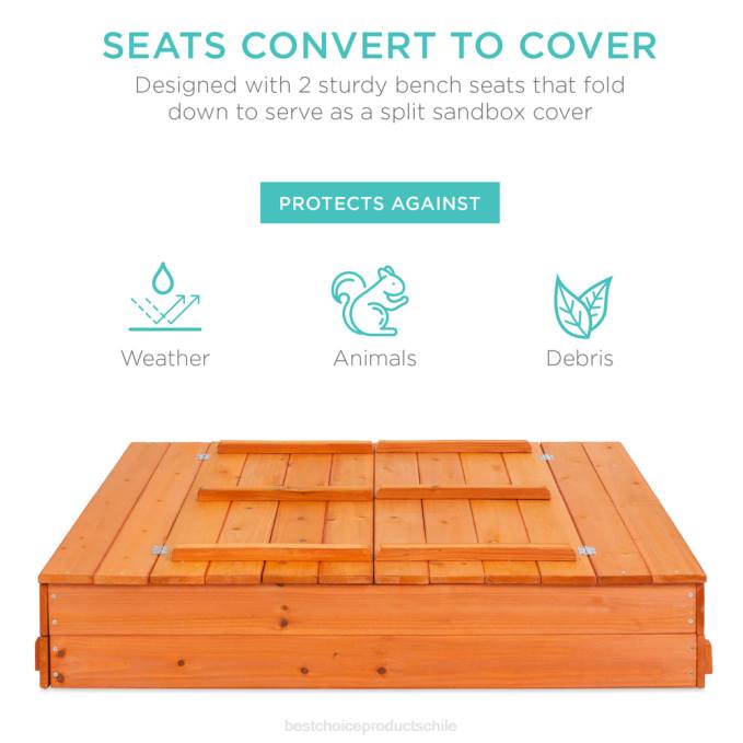 juguete y juego | Best Choice Products arenero de cedro para niños con pantalla de arena, 2 bancos marrón08BN516