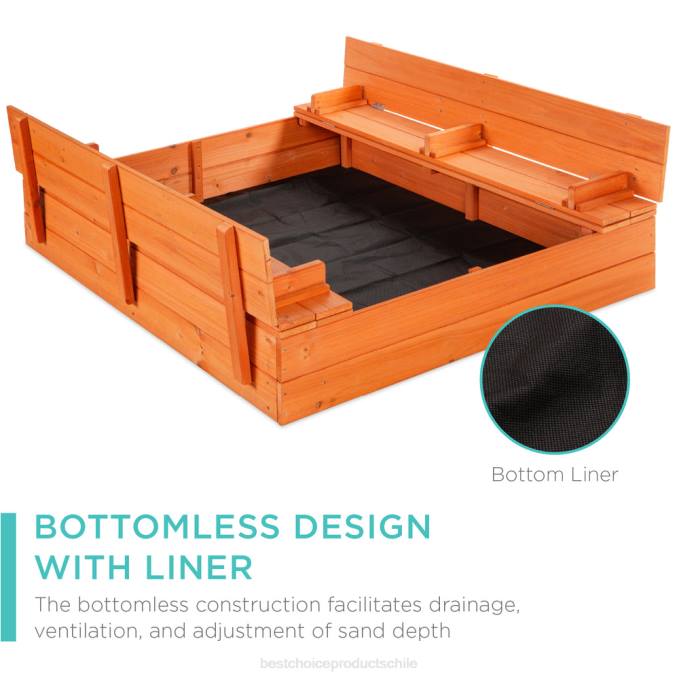 juguete y juego | Best Choice Products arenero de cedro para niños con pantalla de arena, 2 bancos marrón08BN516