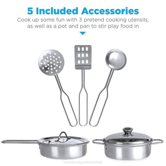 juguete y juego | Best Choice Products Cocina de juguete estilo granja para niños con pizarra, estantes de almacenamiento y 5 accesorios blanco08BN298