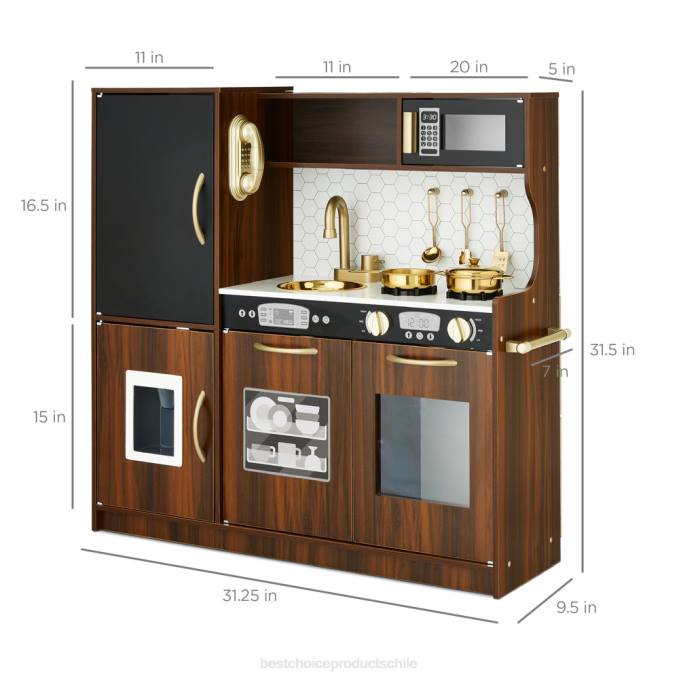 juguete y juego | Best Choice Products Juego de cocina de juguete de madera para niños con 11 accesorios Café exprés08BN294