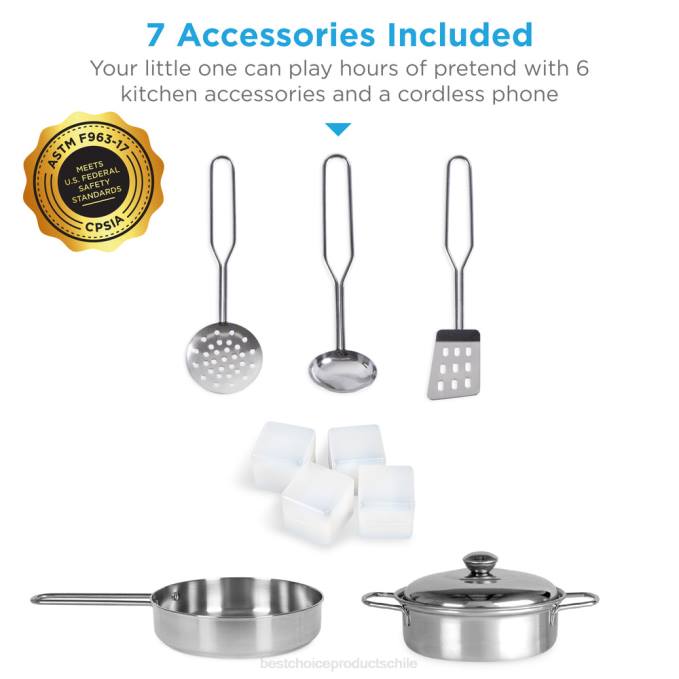 juguete y juego | Best Choice Products Juego de cocina de juguete de madera para niños con 11 accesorios azul08BN292