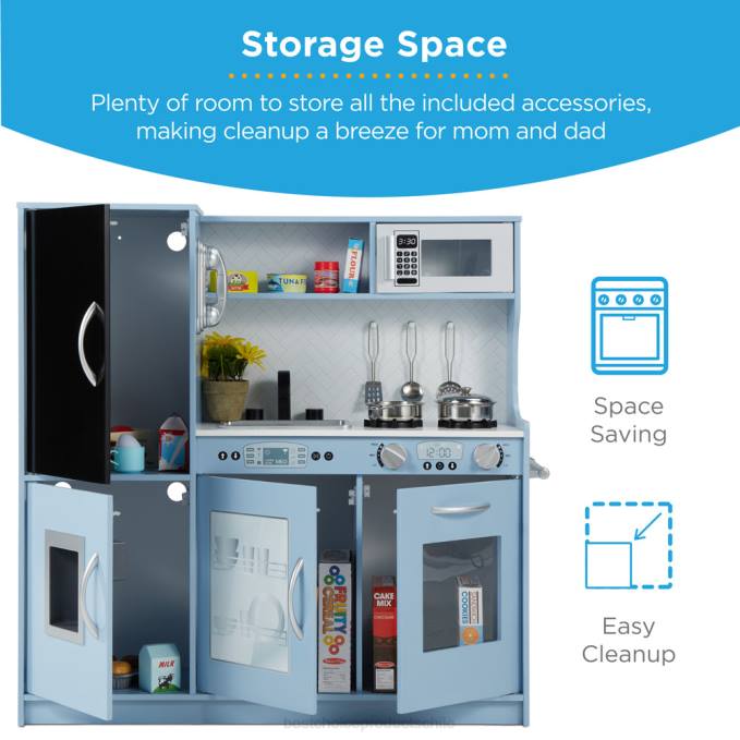 juguete y juego | Best Choice Products Juego de cocina de juguete de madera para niños con 11 accesorios azul08BN292