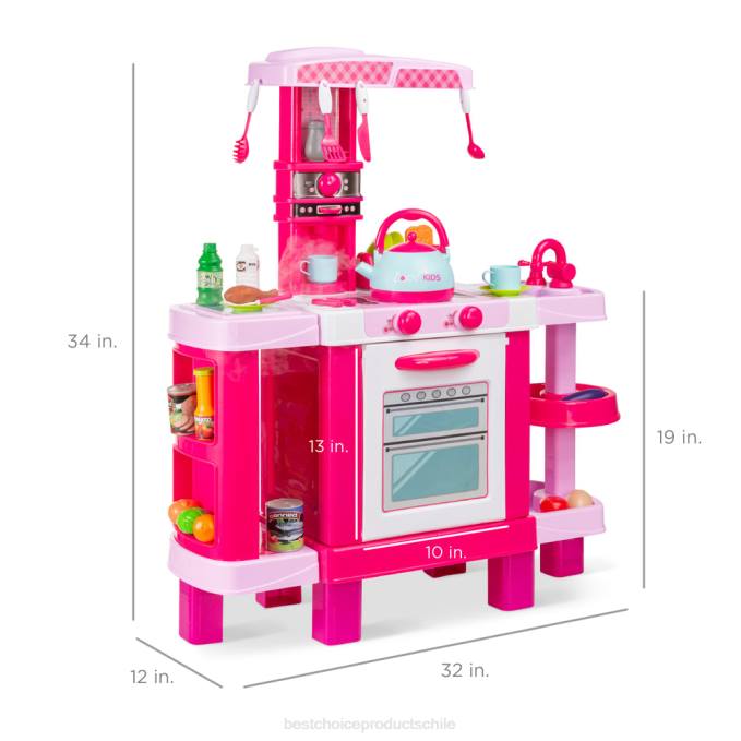 juguete y juego | Best Choice Products Juego de cocina de juguete de simulación para niños con tetera de vapor de agua. rosa08BN285