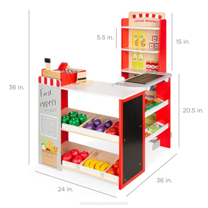 juguete y juego | Best Choice Products juego de simulación para niños, tienda de comestibles, supermercado, juego de juguetes con accesorios rojo08BN307