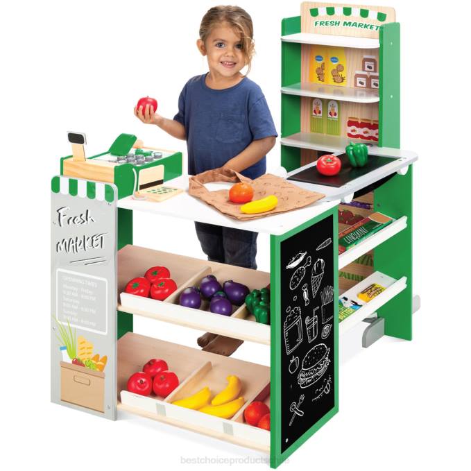 juguete y juego | Best Choice Products juego de simulación para niños, tienda de comestibles, supermercado, juego de juguetes con accesorios verde08BN308