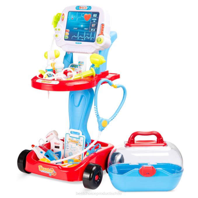 juguete y juego | Best Choice Products kit de doctor para niños, niños y niñas con 17 accesorios y carrito móvil azul08BN272